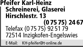 Kundenbanner Pfeifer Karl-Heinz Schreinerei, Glaserei