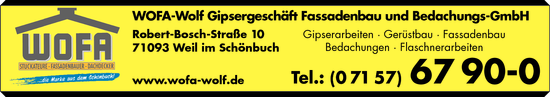 Kundenbanner WOFA-Wolf Gipsergeschäft