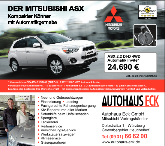 Kundenbanner Autohaus Eck GmbH Mitsubishi-Vertragshändler