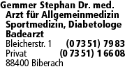 Logo Gemmer Stephan Dr. med. Arzt für Allgemeinmedizin
