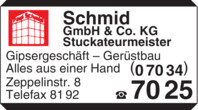 Schmid GmbH & Co. KG Gipser + Stuckateurmeister Logo