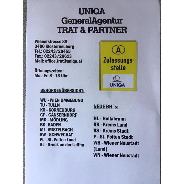 Bilder UNIQA GeneralAgentur TRAT & Partner & Kfz Zulassungsstelle
