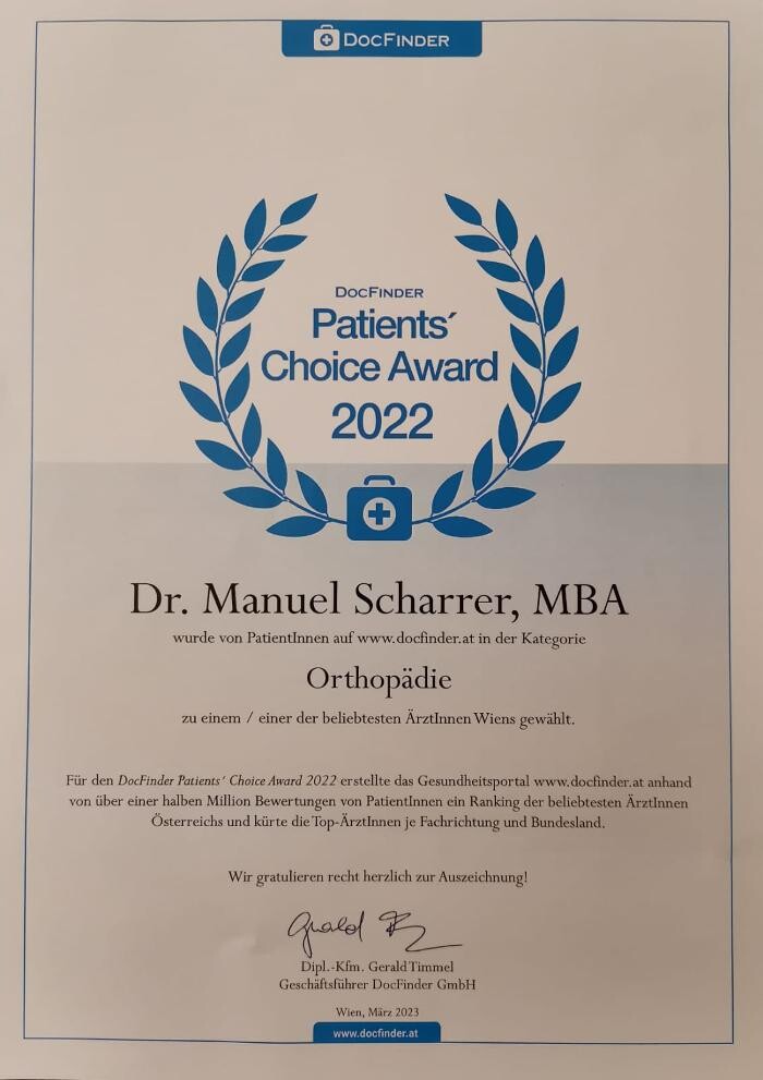 Bilder Orthopädie Oberlaa Dr. Manuel Scharrer MBA