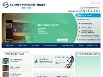 Sydney Physiotherapy website screenshot