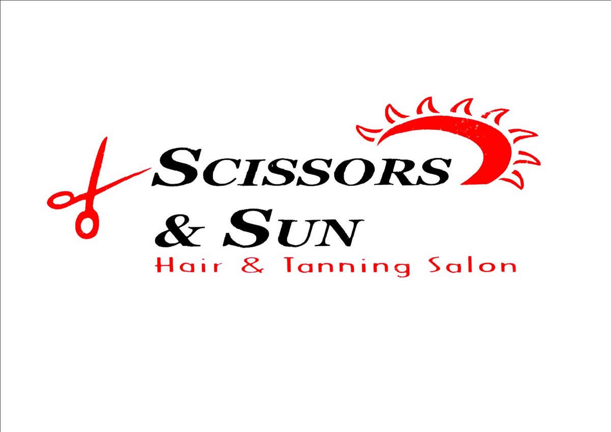 Scissors and Sun Hair Esthetics and Tanning Logo