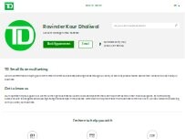 Website Screenshot Ravinder Kaur Dhaliwal - TD Account Manager Small Business
