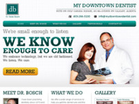 My Downtown Dentist, Dr. Derek Bosch, Calgary website screenshot