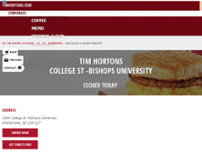 Tim Hortons - Closed website screenshot