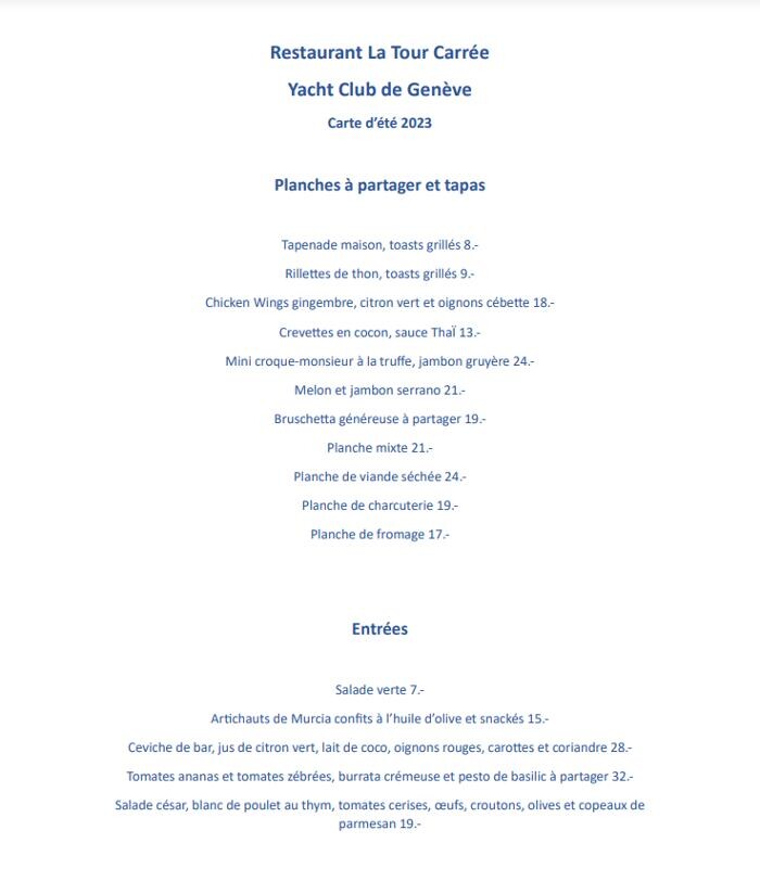 Bilder Restaurant La Tour Carrée - Yacht Club de Genève