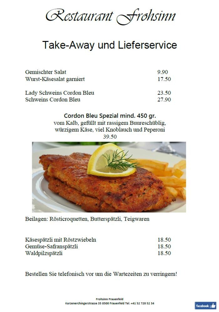 Bilder Restaurant, Catering & Apéro`s Frohsinn Frauenfeld