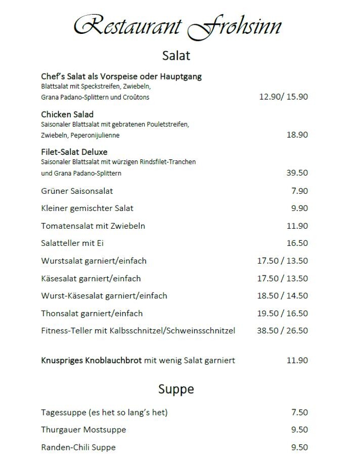 Bilder Restaurant, Catering & Apéro`s Frohsinn Frauenfeld