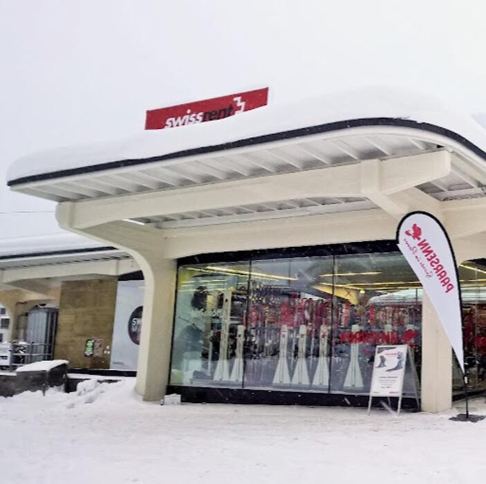 Paarsenn Sports swissrent Bahnhof RhB Logo