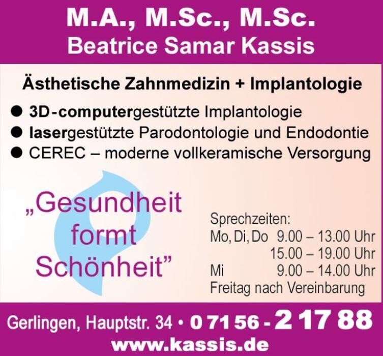 Bilder Beatrice-Samar Kassis M.A., MSc., MSc. Zahnärztin