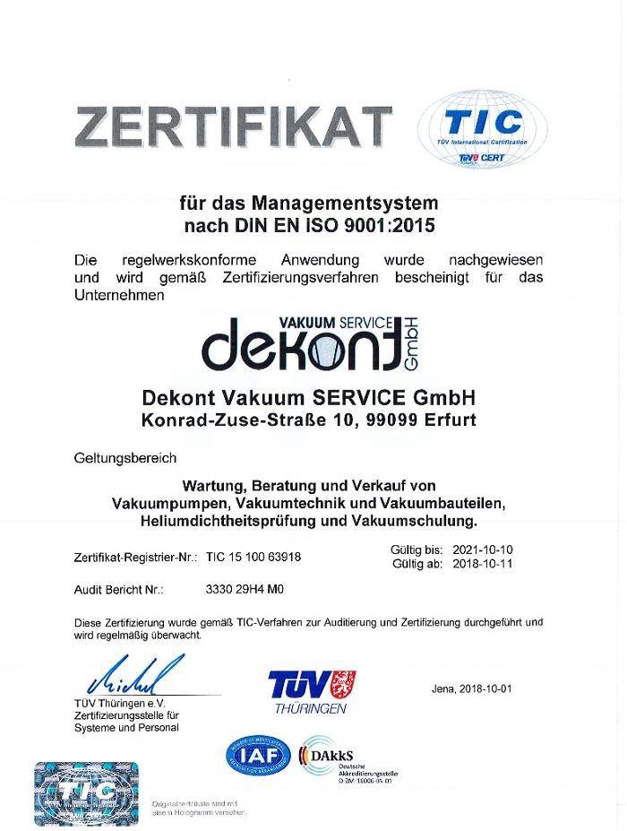Bilder Dekont Vakuum SERVICE GmbH