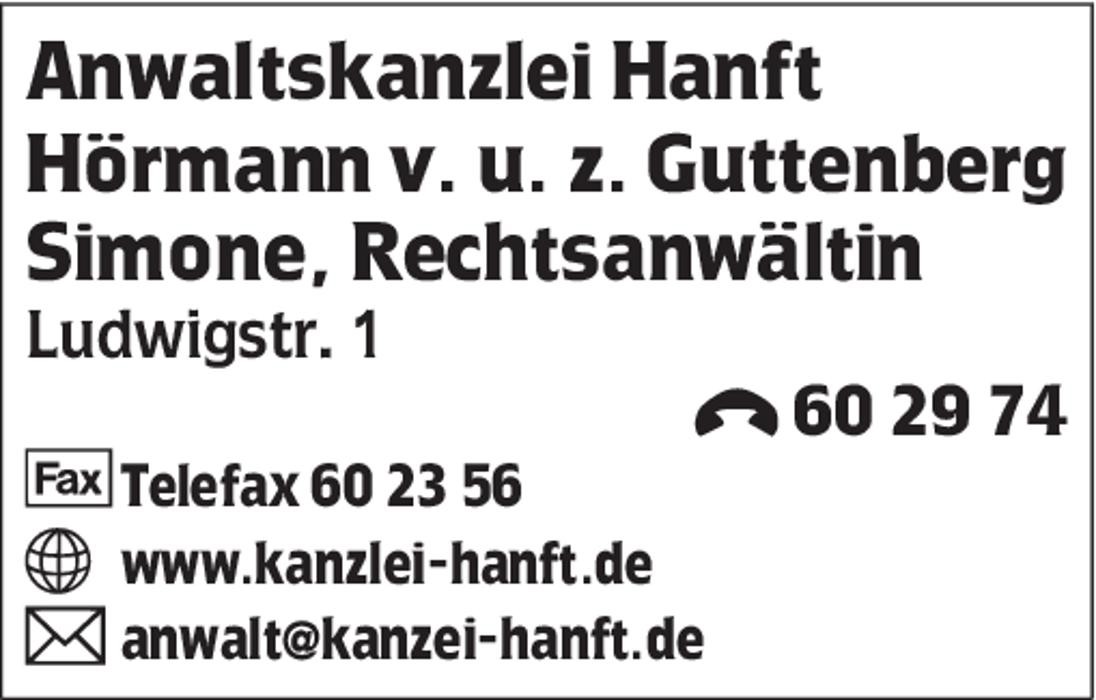 Anwaltskanzlei Hanft Simone Hörmann von und zu Guttenberg, Inhaber Logo