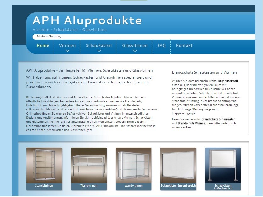 Bilder APH Aluprodukte - Vitrinen - Schaukästen - Glasvitrinen