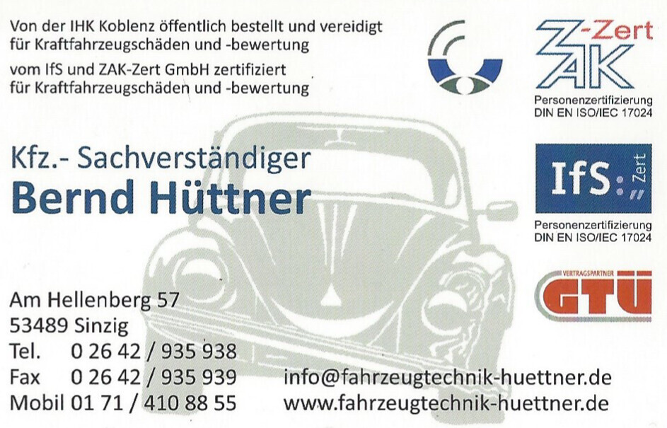 Bilder KFZ - Sachverständiger Bernd Hüttner