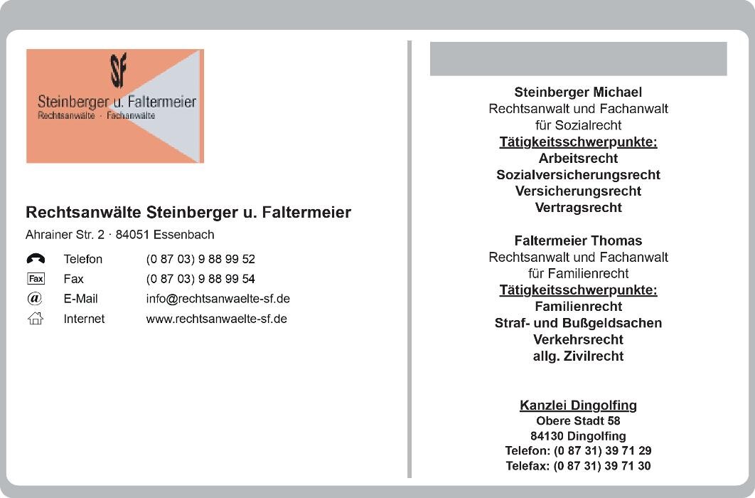 Bilder RECHTSANWÄLTE STEINBERGER UND FALTERMEIER GBR
