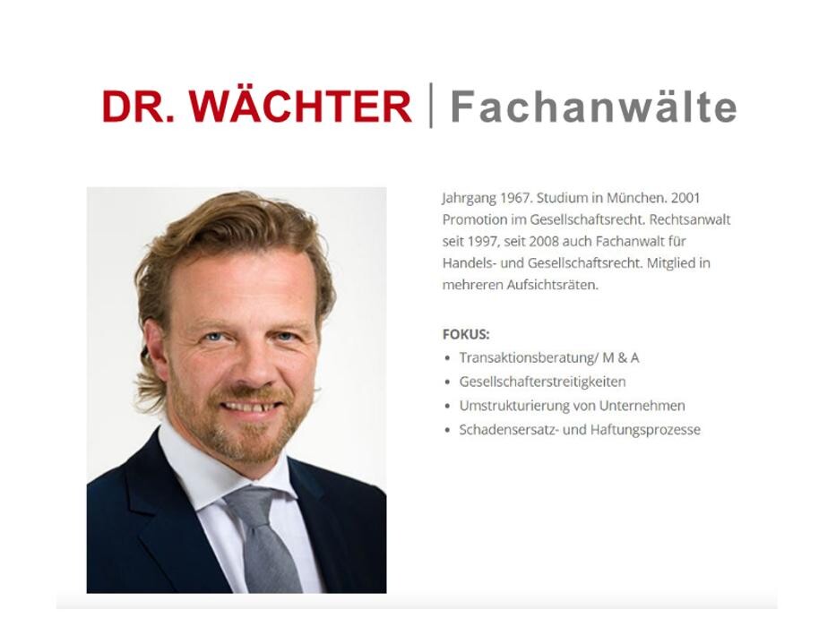 Bilder Wächter Dr. Rechtsanwalt, Fachanwalt für Gesellschaftsrecht