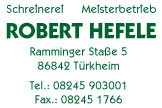 Schreinerei Robert Hefele Logo