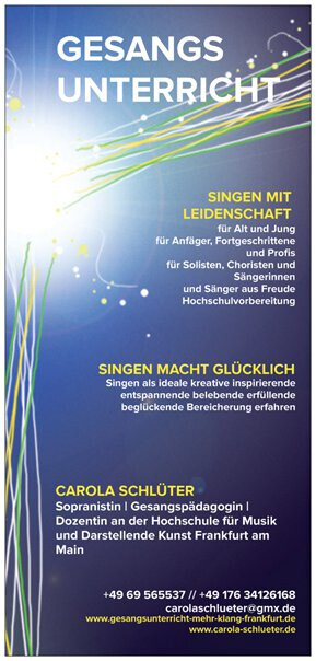 Bilder Gesangsunterricht - Carola Schlüter - Sopranistin Frankfurt am Main