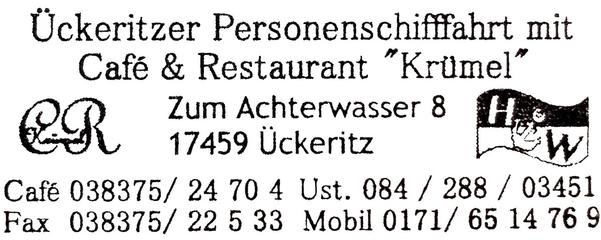 Bilder Ückeritzer Personenschifffahrt mit Café & Restaurant "Krümel"