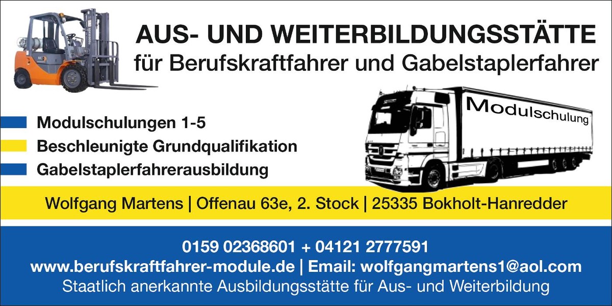 Aus- und Weiterbildungsstätte für Berufskraftfahrer und Gabelstaplerfahrer Wolfgang Martens Logo