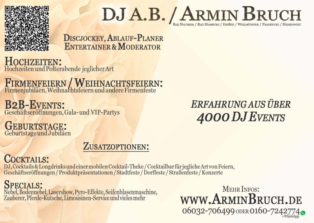 Bilder Fa. Armin Bruch / DJ A.B. ❤️ Hochzeits DJ, Berater & Planer Bad Nauheim Hessen