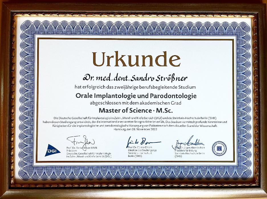 Bilder Zahnarztpraxis Dr.med.dent. M.Sc. STRÖSSNER + Team, M.Sc. orale Implantologie und Parodontologie