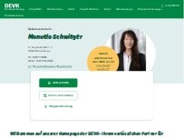 Website Screenshot DEVK Versicherungen: Manuela Schwieger