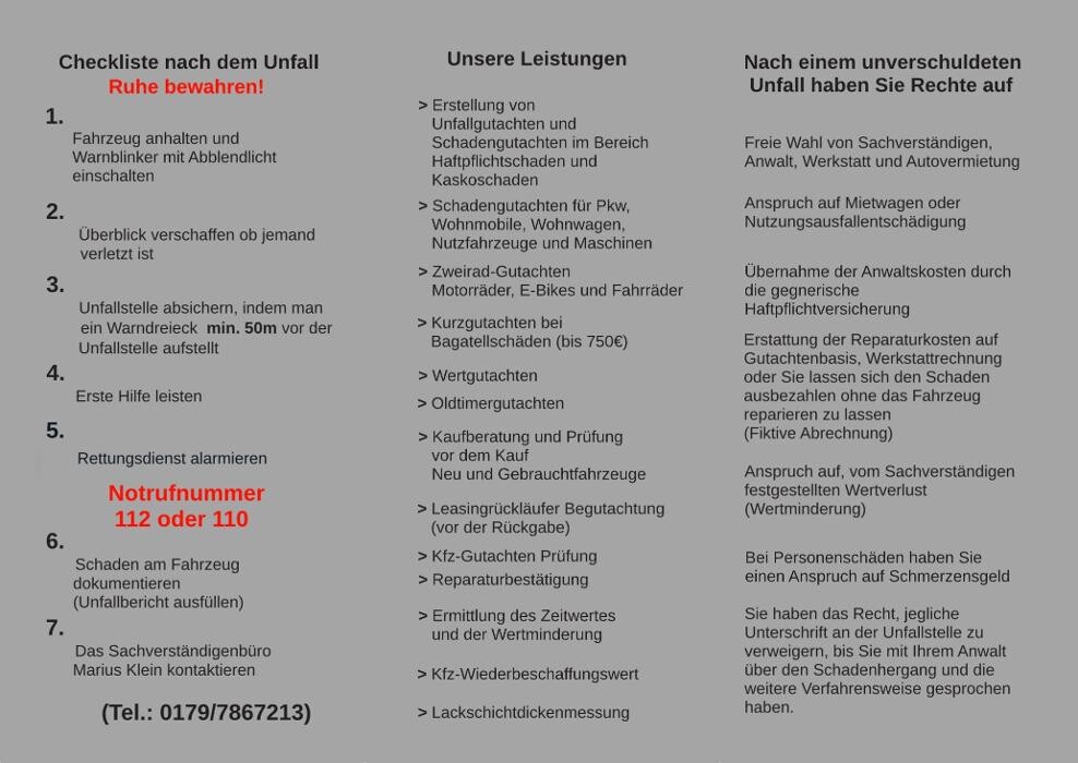 Bilder KFZ-SACHVERSTÄNDIGENBÜRO Marius Klein