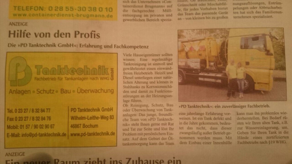 Bilder Öltankentsorgung-Öltankdemontage in NRW