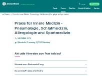 Website Screenshot Asklepios MVZ Harburg - Praxis für Innere Medizin - Pneumologie, Schlafmedizin, Allergologie und Sportmedizin