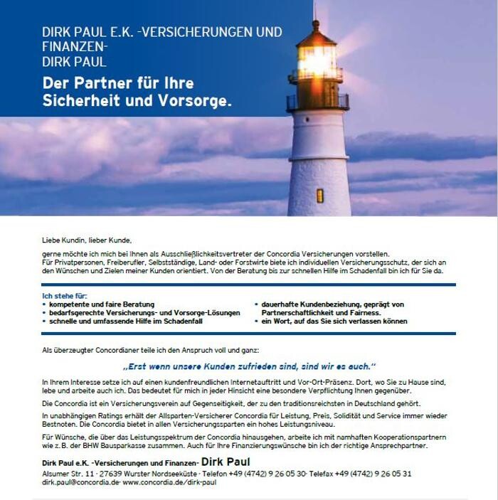 Bilder Concordia Versicherungen Geschäftsstelle Dirk Paul e.K.