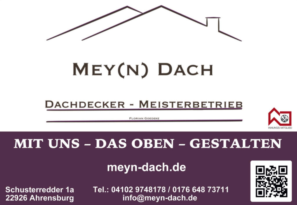 Mey(n) Dach, Dachdeckermeister Logo