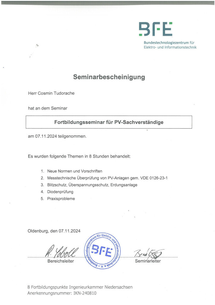 Bilder Ing. Cosmin Tudorache Elektromontage GmbH