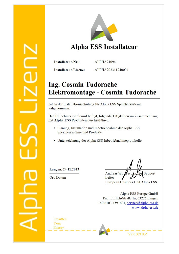 Bilder Ing. Cosmin Tudorache Elektromontage GmbH