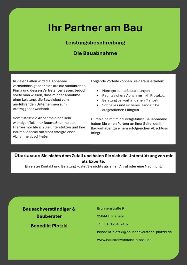 Bilder Bausachverständiger & Bauberater Benedikt Plotzki