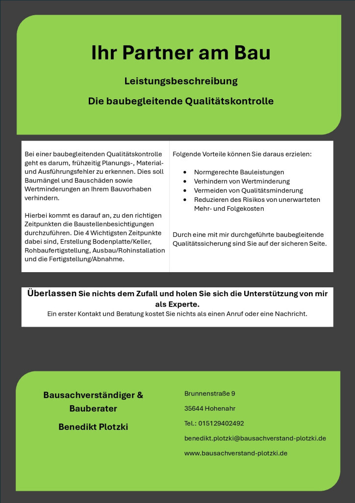 Bilder Bausachverständiger & Bauberater Benedikt Plotzki