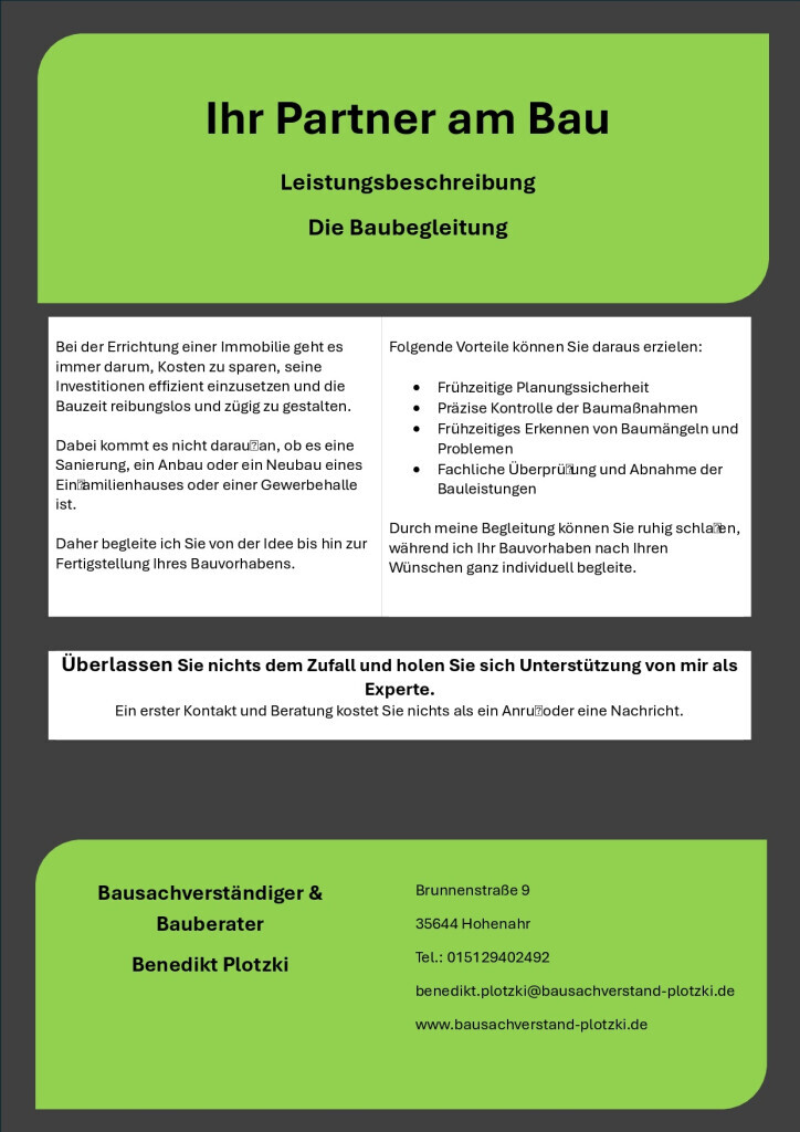 Bilder Bausachverständiger & Bauberater Benedikt Plotzki