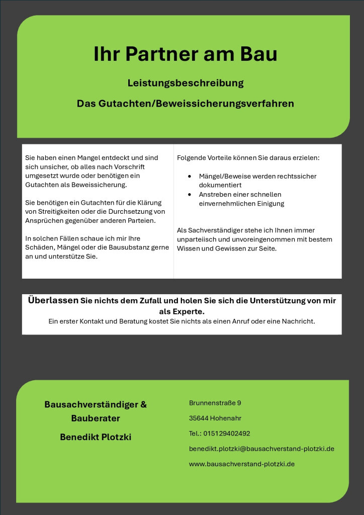 Bilder Bausachverständiger & Bauberater Benedikt Plotzki