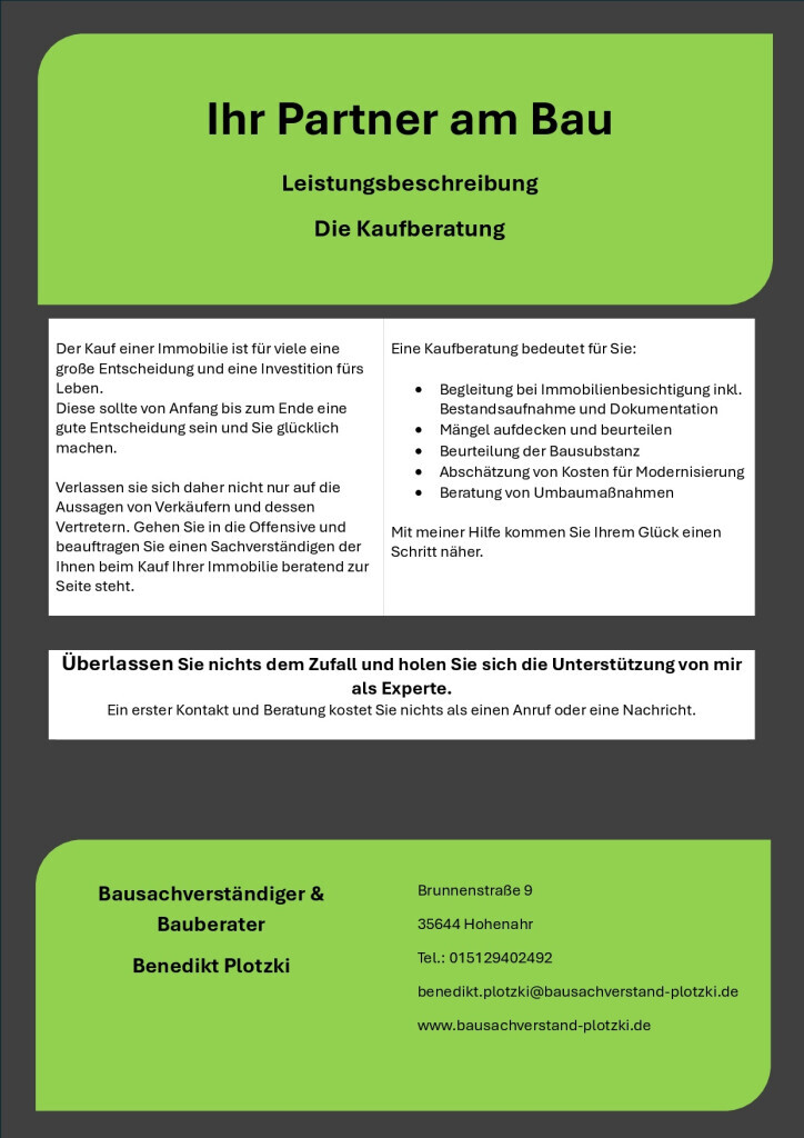 Bilder Bausachverständiger & Bauberater Benedikt Plotzki