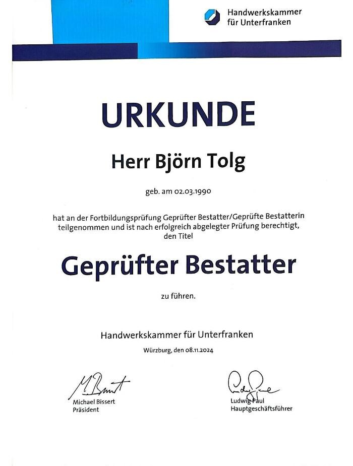 Bilder Bestattungshaus Tolg GmbH, Geschäftsführer Björn Tolg