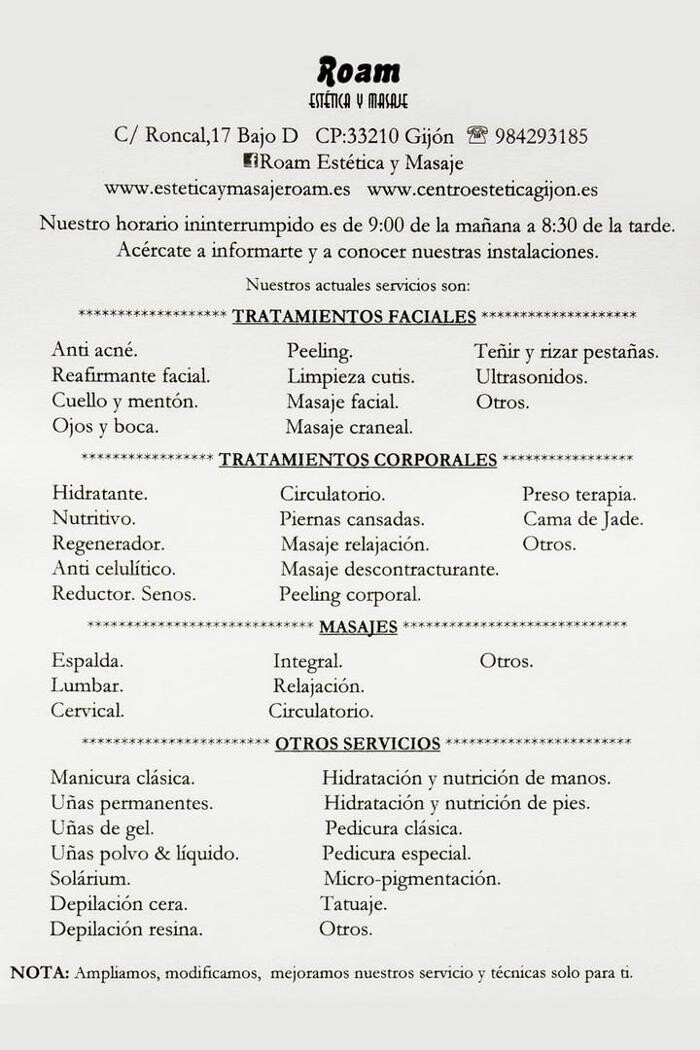 Images Roam Estética y Masaje