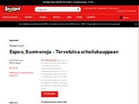 Website Screenshot Budget Sport Espoo