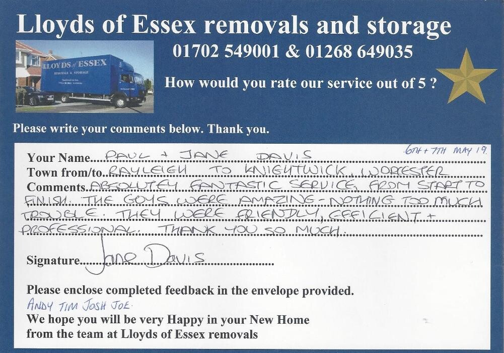 Images Lloyds Of Essex Removals