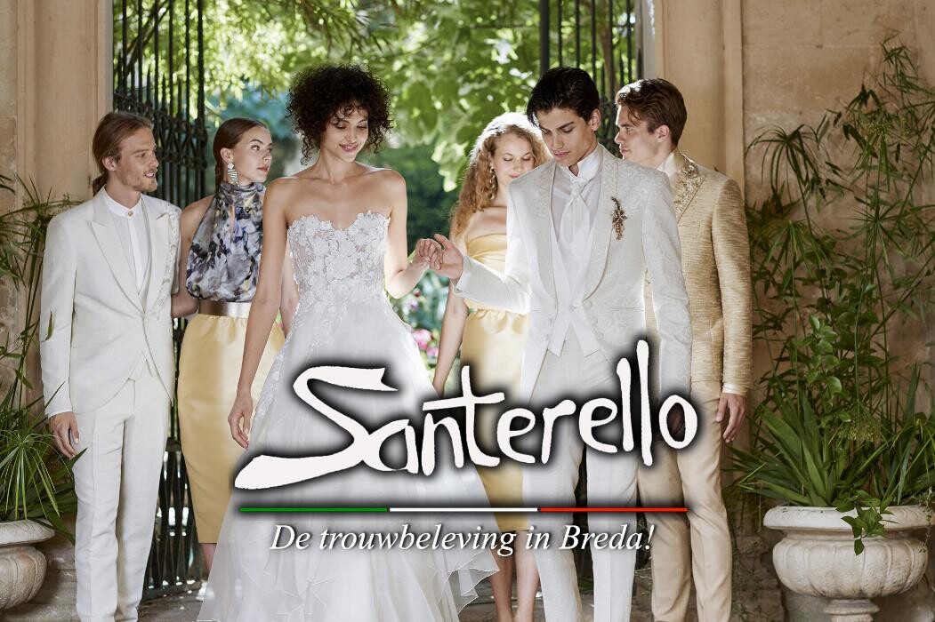 Santerello De Trouwbeleving in Breda, Demetrios, Bruidsmode Breda, Trouwpakken, Bruidskinderen, Communie Logo