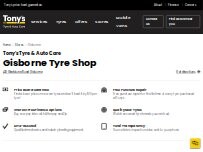 Website Screenshot Tony's Tyre & Auto Care - Gisborne