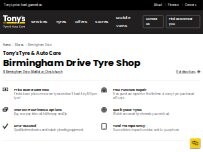 Website Screenshot Tony's Tyre & Auto Care - Birmingham Drive