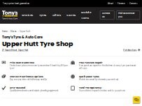 Website Screenshot Tony's Tyre & Auto Care - Upper Hutt